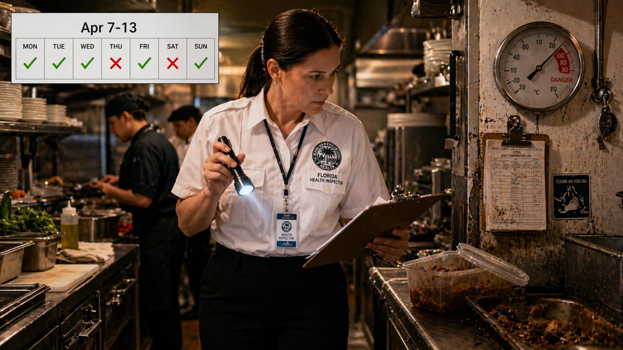 Florida Restaurant Inspections: Apr 7–13, 2026 — InspectFL visual showing Florida restaurant inspection data